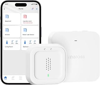 Detector de Agua Inteligente Meross con Hub (IP66, 100 dB)