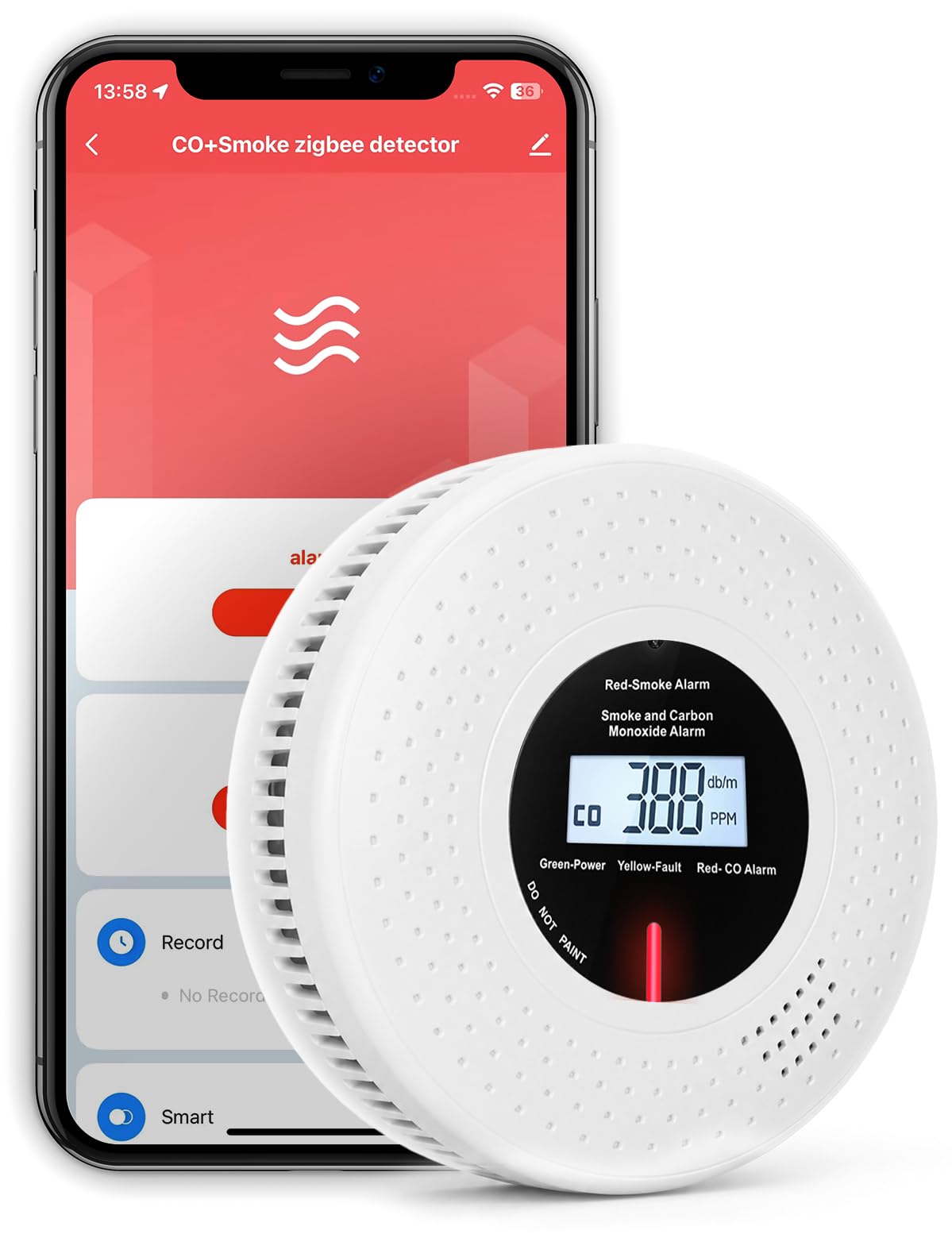 MOES Detector de Humo y Monóxido de Carbono Inteligente Zigbee